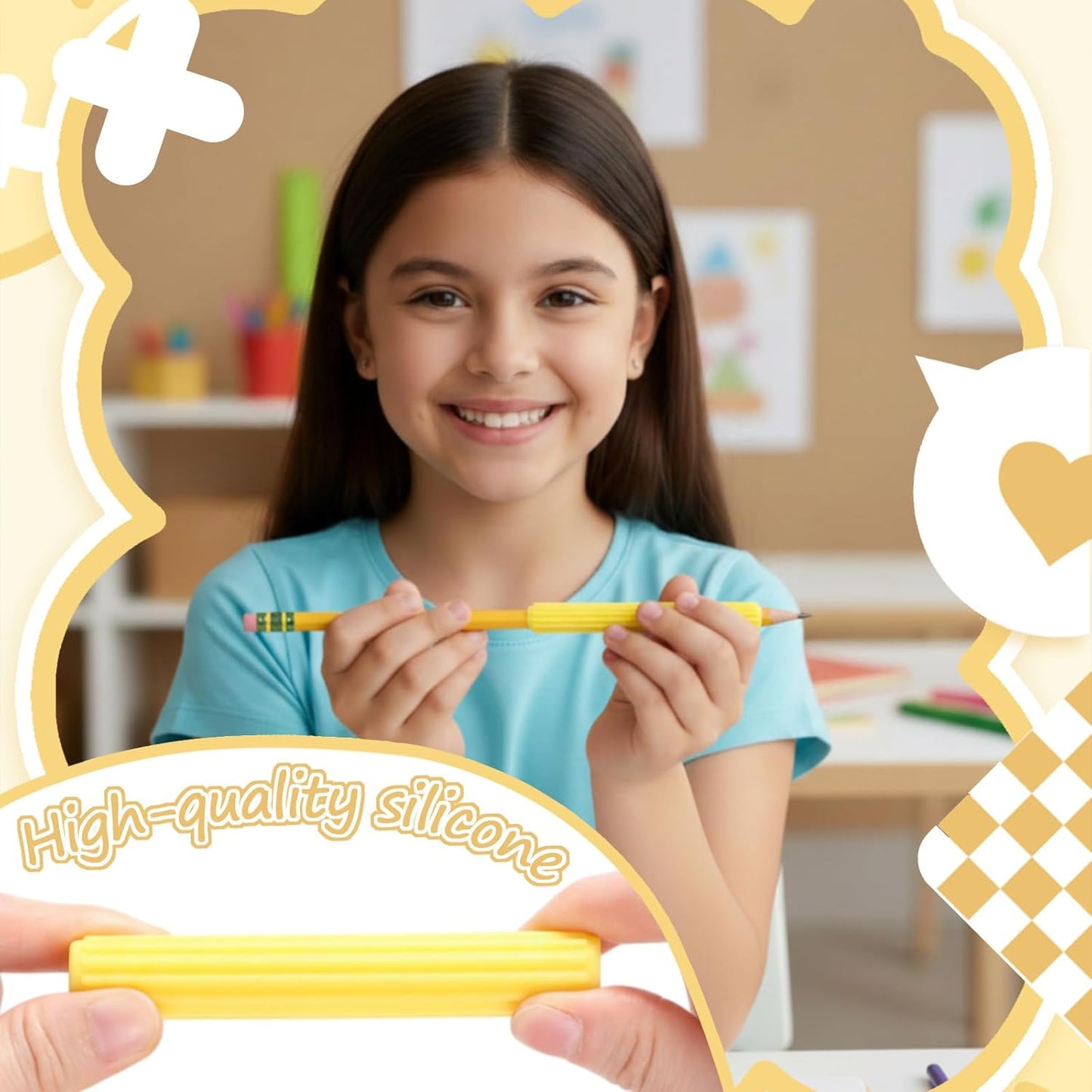 12 Pack Textured Silicone Pencil Grip for Adults Fidget Sensory Toys as ADHD Anxiety Focus Relief Tool Classroom Handwriting Pencil Sleeve Christmas Stocking Stuffers Gifts (Classic)