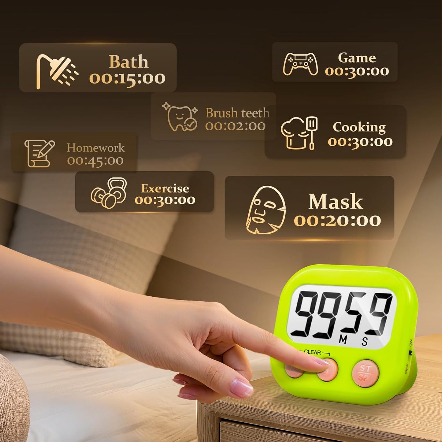 24 Pack Digital Kitchen Timer Small Classroom Timers for Kids Teachers (Orange&Green)