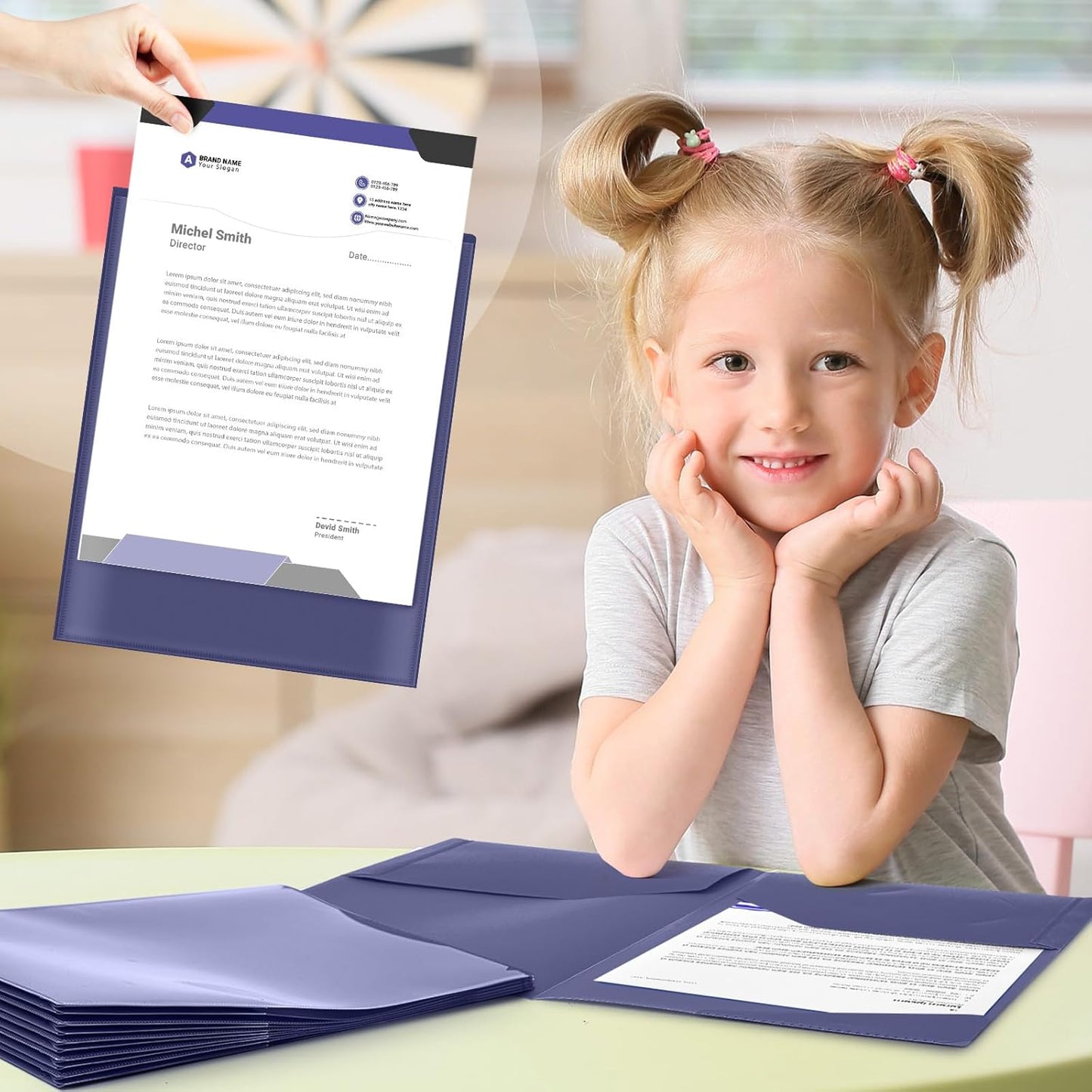 Henoyso 24 Set Parent Teacher Communication Folder with Clear Front Pocket Take Home Heavy Duty 2 Pocket Homework Folder for Student with School and Home Stickers, 12 x 9.45 Inch(Dark Purple)