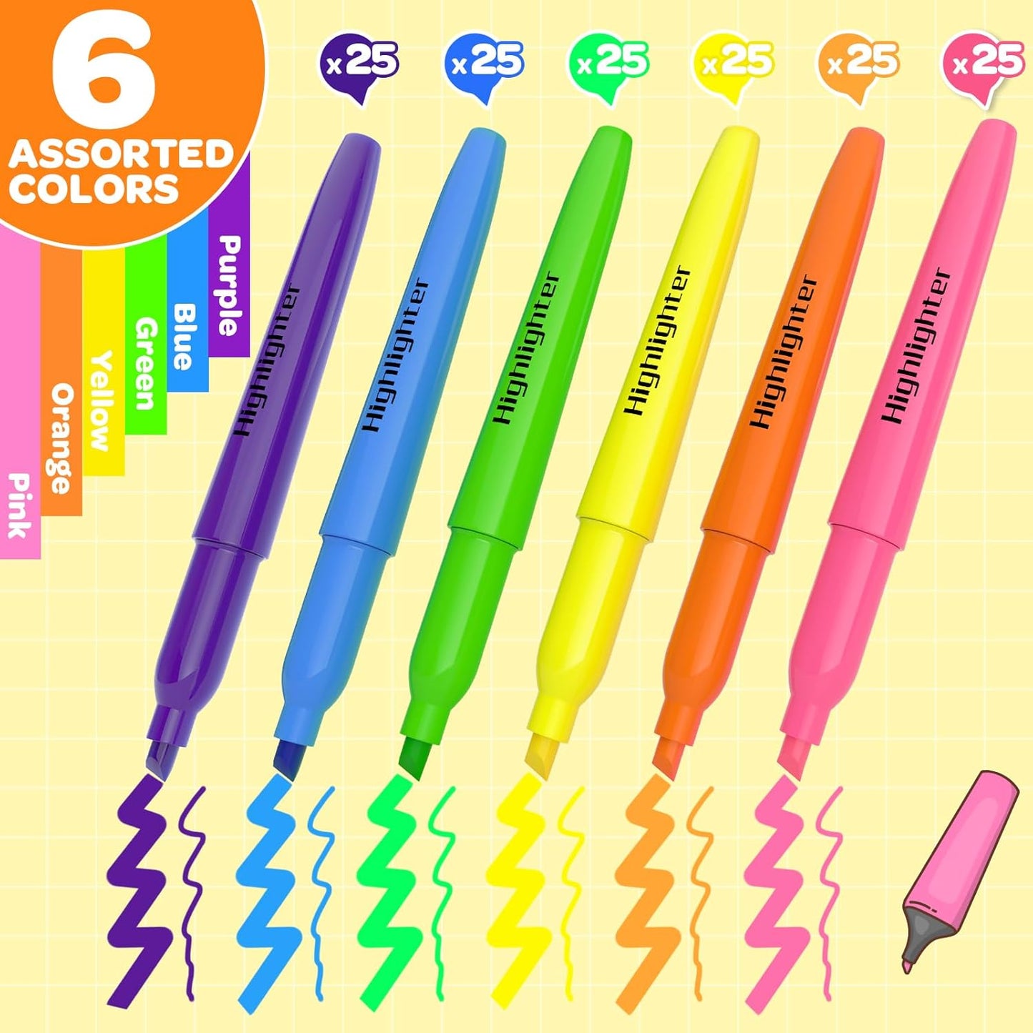 150 Pack Highlighters Assorted Colors Bulk - Chisel Tip No Bleed Dry-Quickly Markers Set for Office Classroom Supplies, Back to School Gifts for Students Teachers