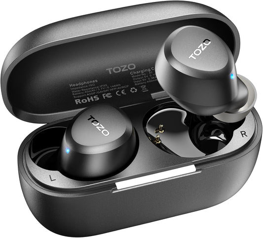 TOZO A1 Wireless Earbuds Bluetooth 5.3 Light Weight in Ear IPX5 Waterproof Headphones 2 Mic for AI Calls, Immersive Premium Sound Bass Headset with Charging Case, 32 Presets EQ Customization via App