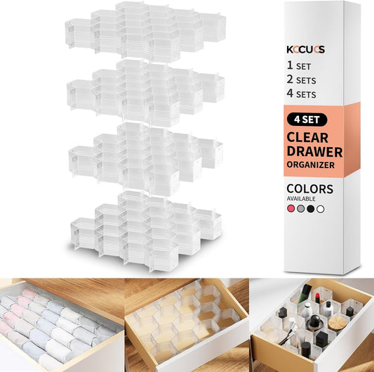 Honeycomb Separator Adjustable Drawer Organizer Divider for Underwear Belt-Scarf Socks Organizer (White(4pcs))