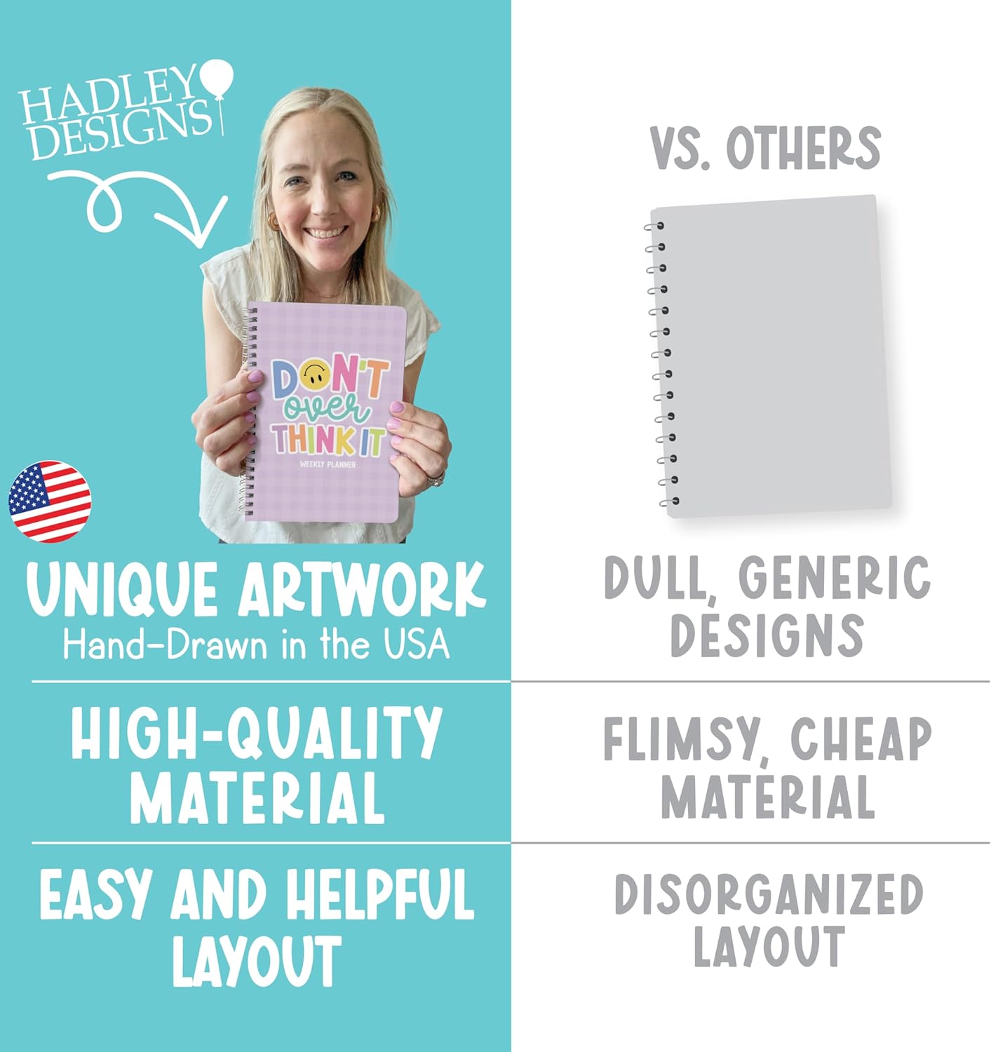 Undated Planner Weekly and Monthly - Spiral Undated Weekly Planner for Kids & Adults, Week Planners Habit Tracker, Goal Planners Notebook for Work, Agenda Planning Notebook