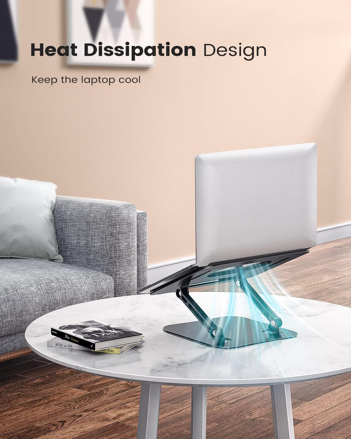 Laptop Stand, Adjustable Laptop Stand for Desk, Aluminum Computer Stand Portable Laptop Riser, Foldable Laptop Holder for Mac HP ASUS Acer Surface ThinkPad Dell Lenovo