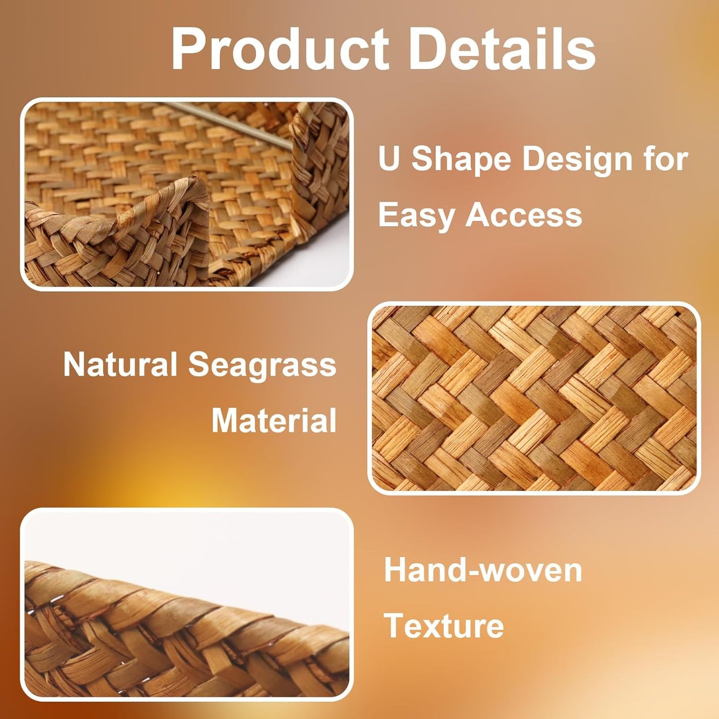 4 x 6 Inch Sticky Note Holder,Seagrass Post It Note Dispenser,Woven Sticky Note Dispenser,Farmhouse Style Post It Holder for Home Office Desk Decor,Caramel