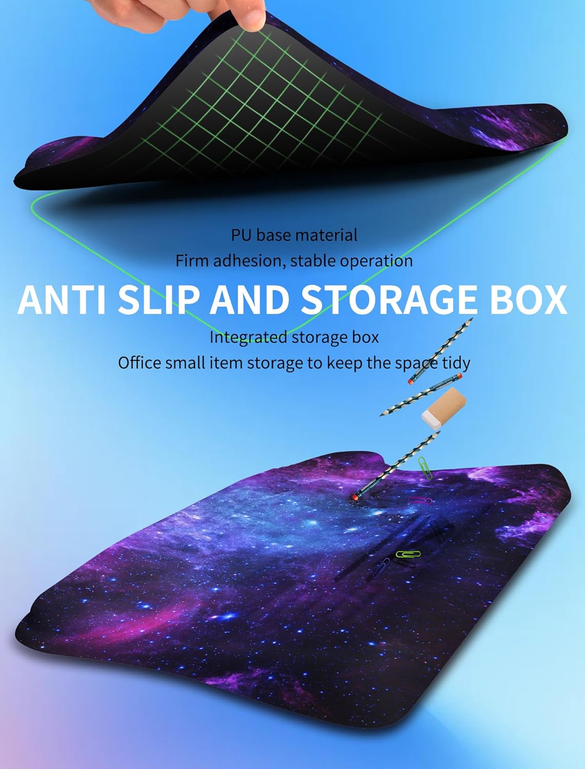 Ergonomic Wave Wrist Rest with Keyboard Stand, Cushioned Palm Rest, Comfortable Integrated Memory Foam for Natural Typing and Relieve Wrist Pain, Deep Galaxy