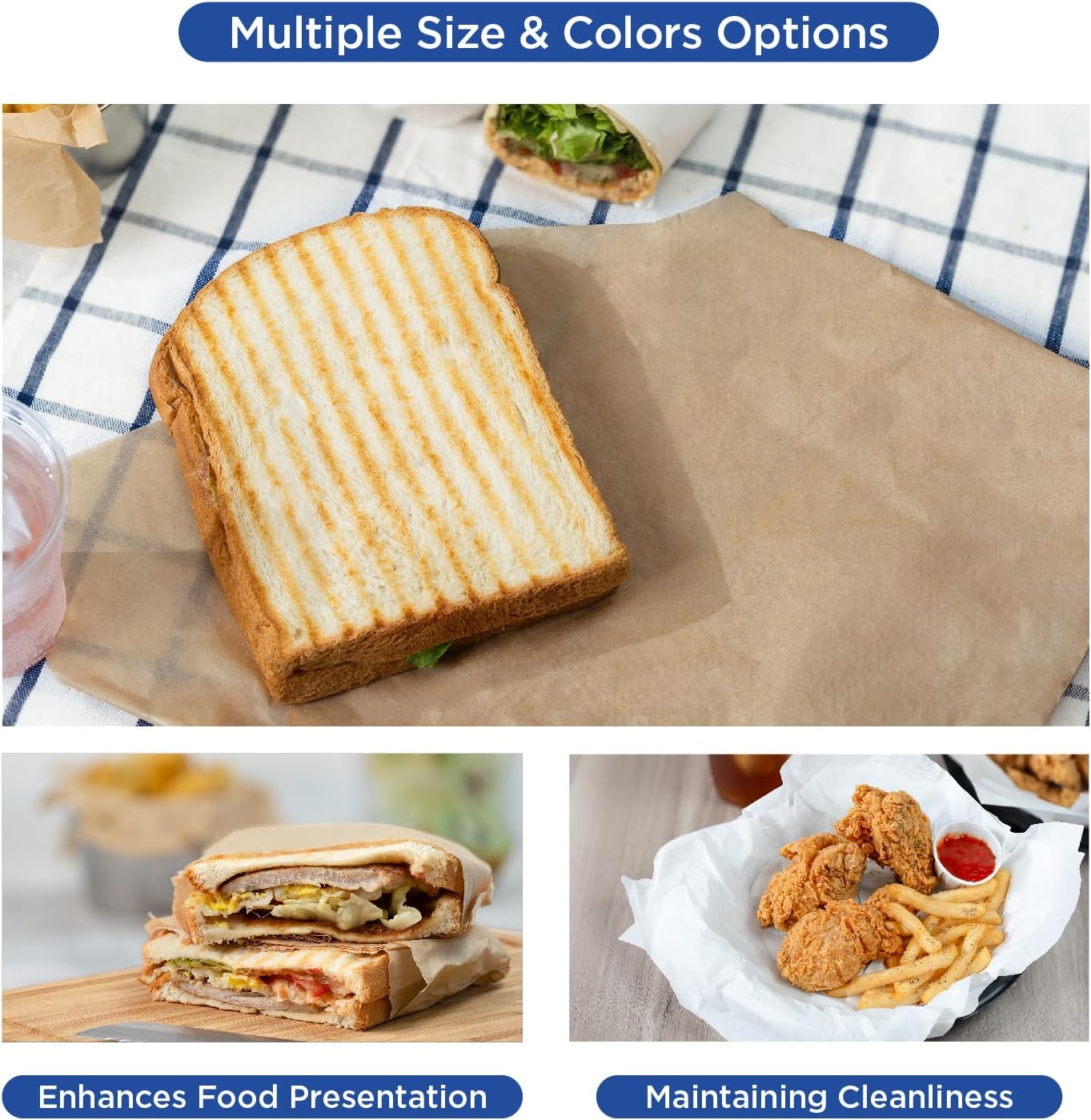 Karat [3,000 ct] 15"x15" Deli Paper Sheets | Kraft Grease-Resistant Wrapping Paper | Great for Larger Sandwiches, Burger Baskets, and Catering Trays