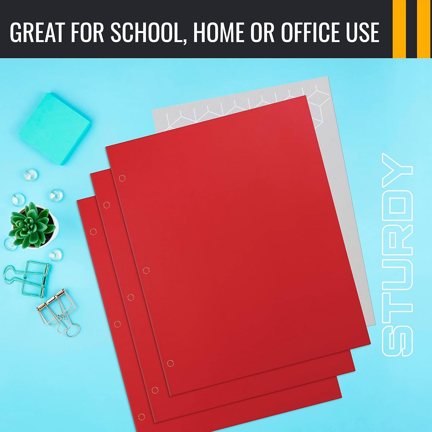 Better Office Products Two Pocket Portfolio Folders, 50-Pack, RED, Letter Size Paper Folders, 50 Pieces, Red