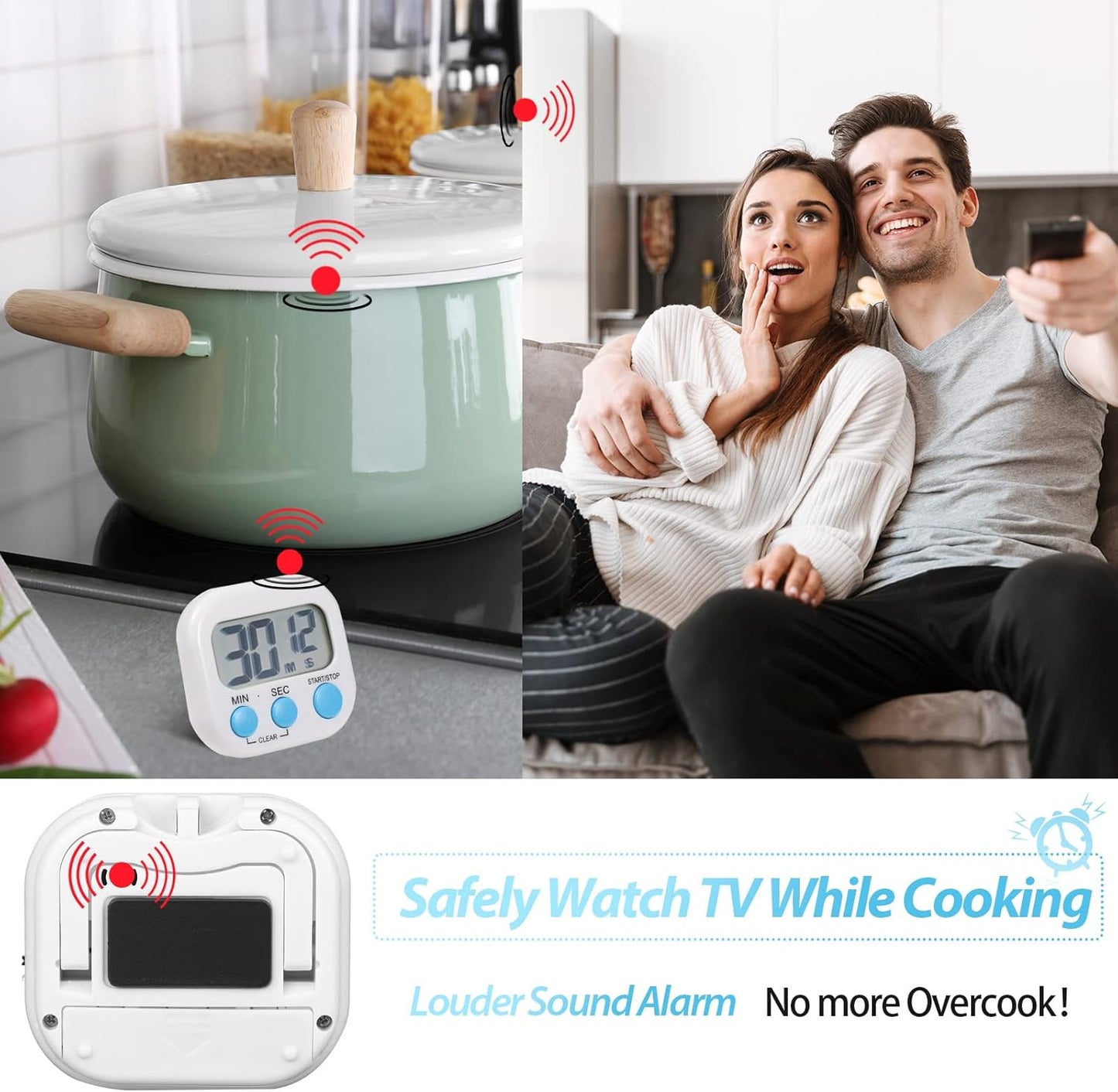 Weewooday 24 Pcs Digital Kitchen Timer Magnetic Timer Bulk On/Off Switch Minute Second Count up Countdown Loud Alarm for Exercise Cook Baking (Black,White)