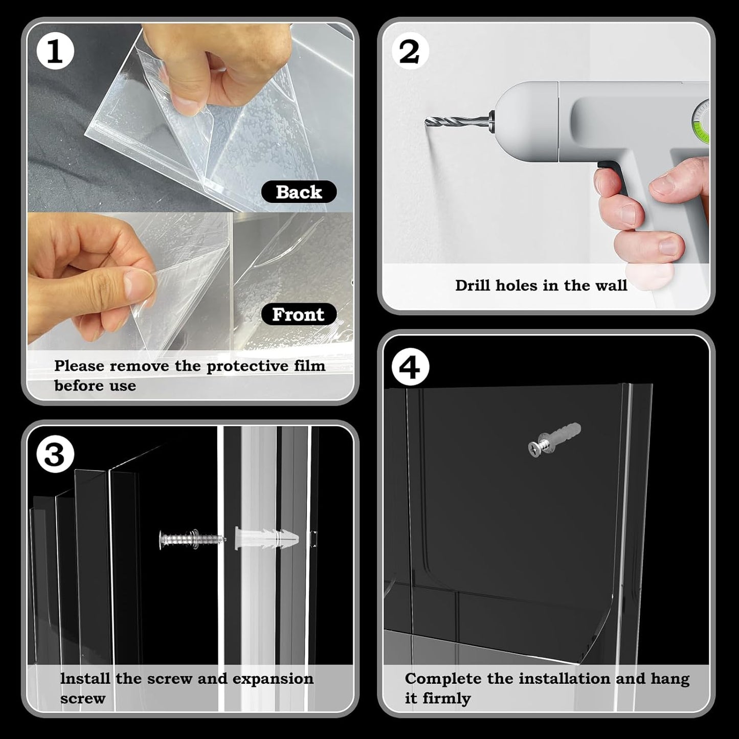 Acrylic Brochure Pamphlet Holder, 3 Magazine Holders and 12 Pamphlet Holders, Clear Brochure Display Holder Wall Mount, Trifold Flyer Rack, Literature Storage Rack for Home, Offices, Waiting Room