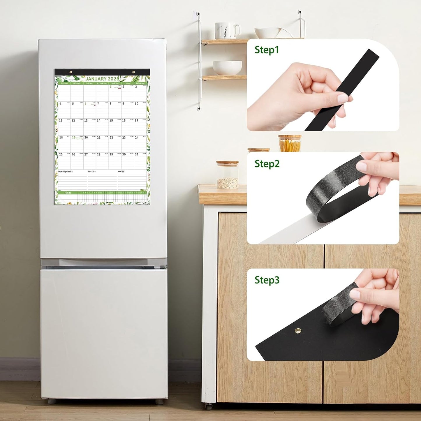 Ospelelf 2026 Wall Calendar 12'' x 17'', Magnetic Calendar for Refrigerator 2026-2027,18 Month Desk Calendar, Use Jan 2026 - June 2027, Green Plant