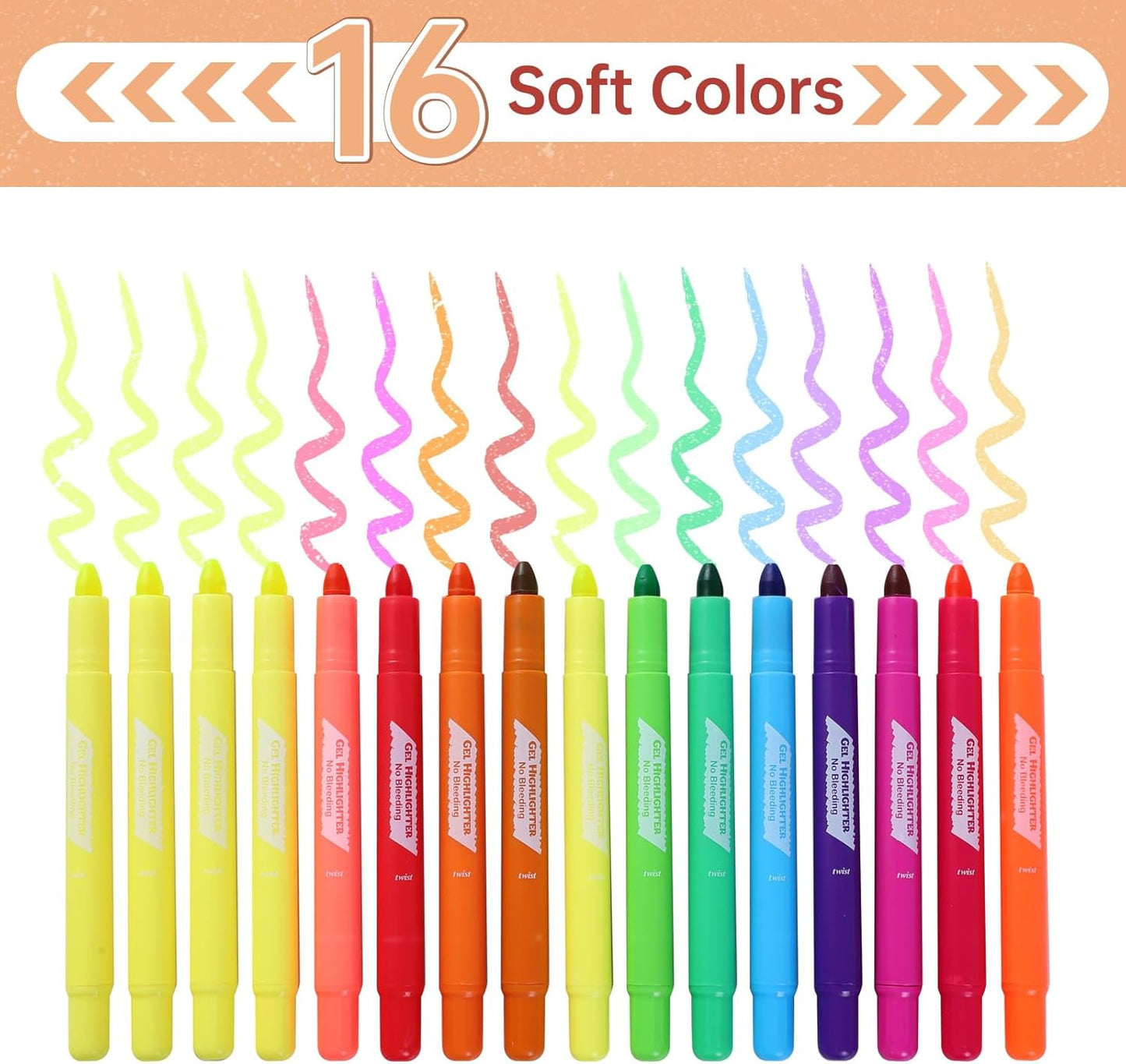 Bible Highlighters and Pens No Bleed, 16 Pack Assorted Colors Gel Highlighters for Bibles, Bible Markers Study Kit Journaling Office Supplies (Vibrant colors)