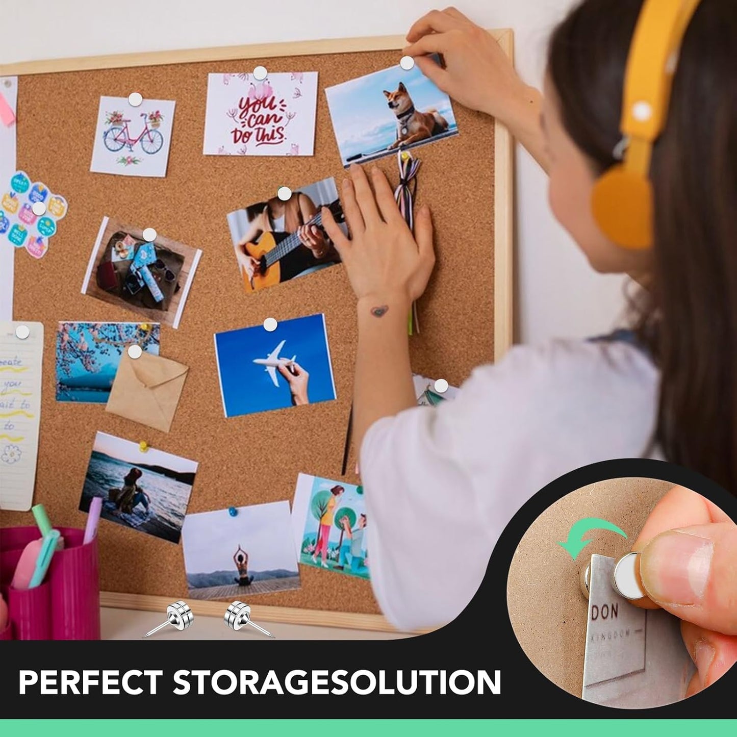 E BAVITE Magnetic Push Pins, 80 Sets Magnet Thumbtack for Wall Bulletin Board Strong Decorative Pushpins Clip for Map Picture Hanging Kit Poster Holder