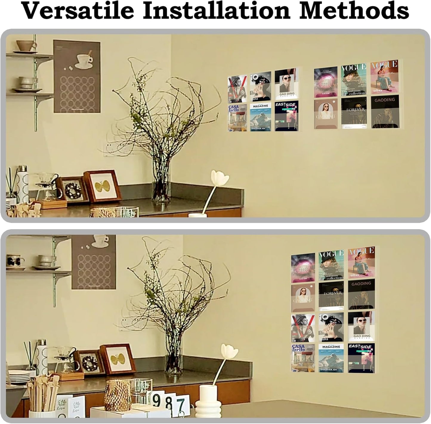 Nalwort Acrylic Brochure Pamphlet Holder, 12 Magazine Holders, Clear Brochure Display Stand Wall Mount, Trifold Flyer Rack, Literature Storage Rack for Home, Offices, Waiting Room