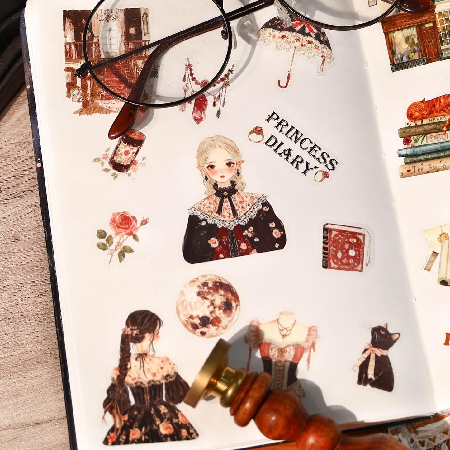 Alideco 6pcs Decorative Adhesive Tapes Vintage Flower Girl PET Tape Great for Bullet Journal Supplies, Arts, Scrapbook, DIY Crafts, Planners (shaonvdeqingyu)