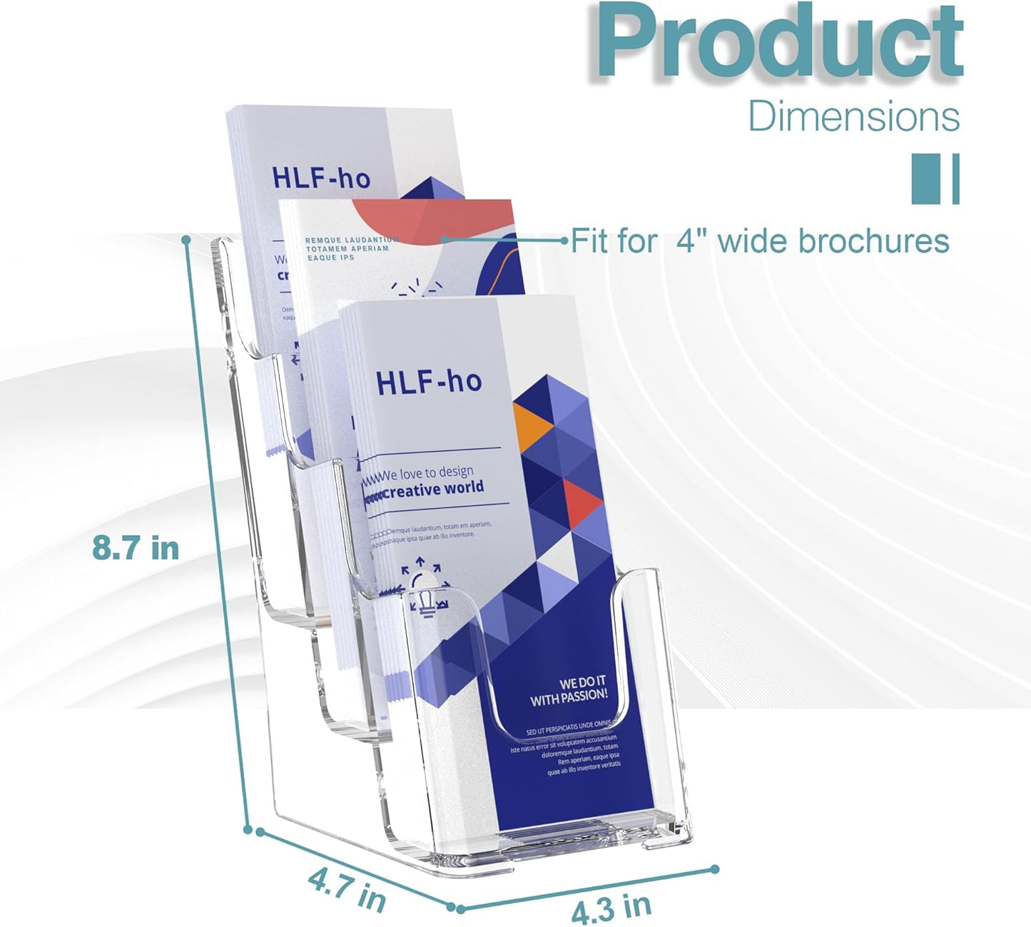 Brochure Holder 4x9 Inch 3 Tier Acrylic Literature Holders Clear Plastic Flyer Display Stand Countertop Use or Wall Mount Pamphlet Holder Organizer for Office, Lobby, Hotel, Trade Show, 4 Pack