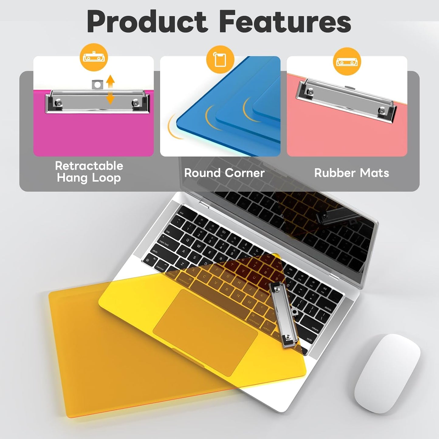 Legal Size Clipboard Set of 6, 8.5 x 14 Colored Plastic Long Clip Board with Low Profile Clip, 9 x 15 in, Suitable for Legal Lawers and Business, School & Office Supplies