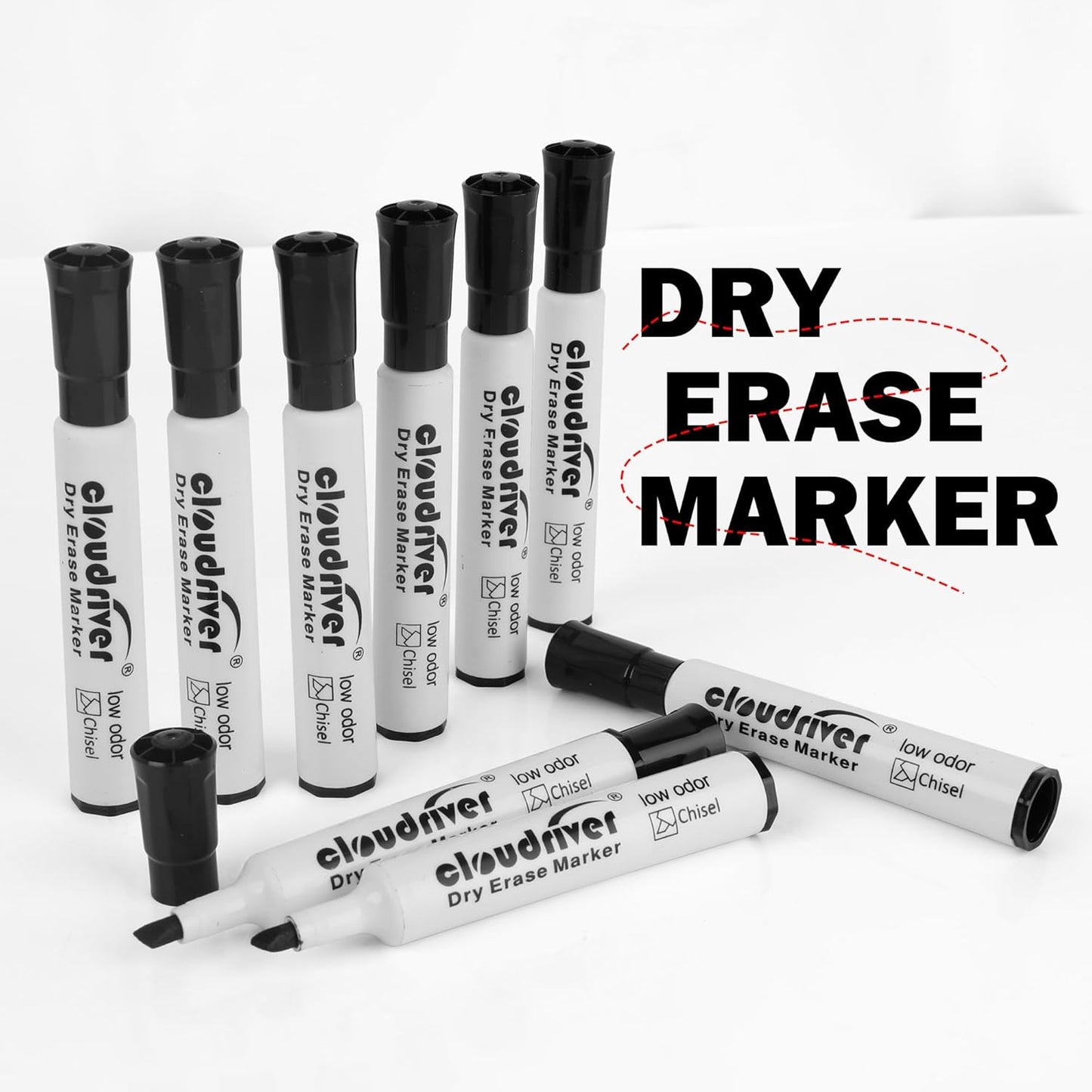 cloudriver Low Odor Dry Erase Markers Tank Style, 86 Count, Chisel Tip, Black Whiteboard Markers, Bulk Dry Erase Marker For Office, home and School Supplies