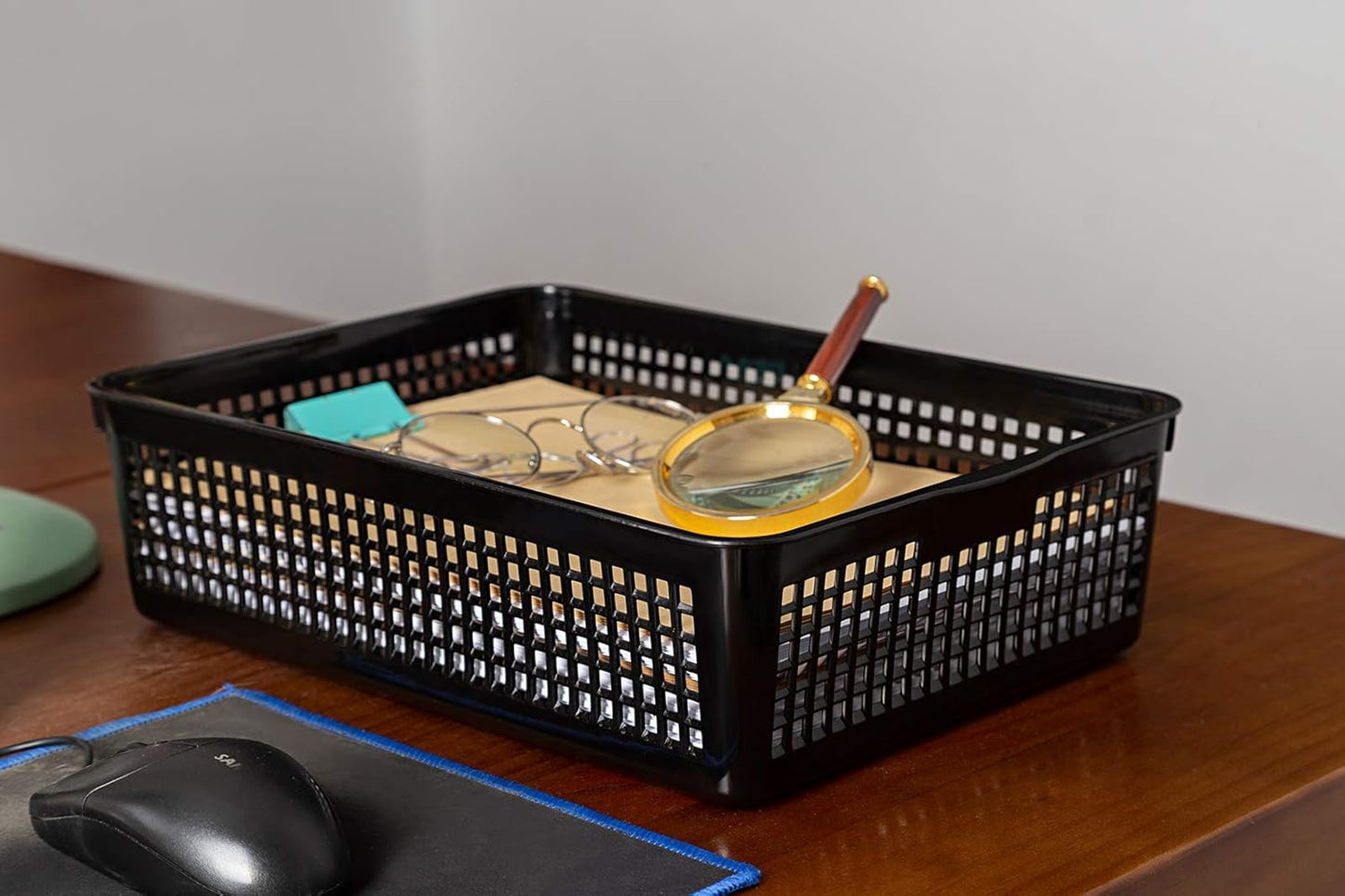 A4 Size Plastic Paper Storage Trays,Desktop File Organizer Baskets,6-Packs (Black)