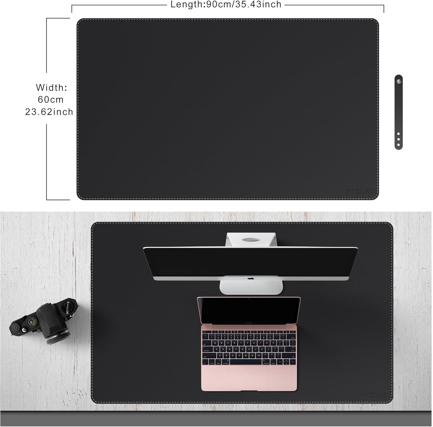 Mydours 36” x 24” Large Desk Mat - XL Desk Pad with PU Leather Surfaces - Extended Desk Mat for Home Office & Computer Workstation - Gaming Mouse pad for Keyboard & Laptop (Black)
