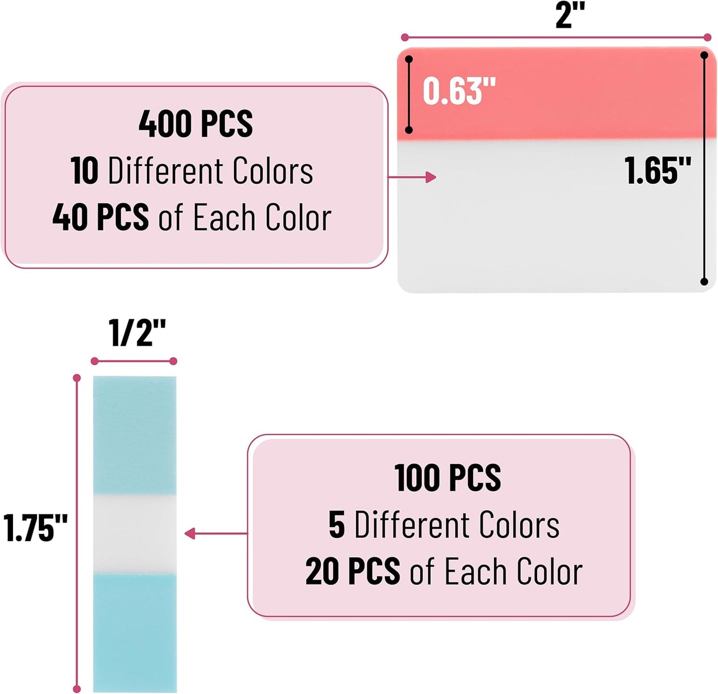 Mr. Pen- Sticky Index Tabs, 500 Pcs, 21 Sets, Colorful Sticky Tabs for Notebooks, Page Markers, Page Tabs for Binders, Page Tabs Sticky Tabs for Books, Notebook Tabs