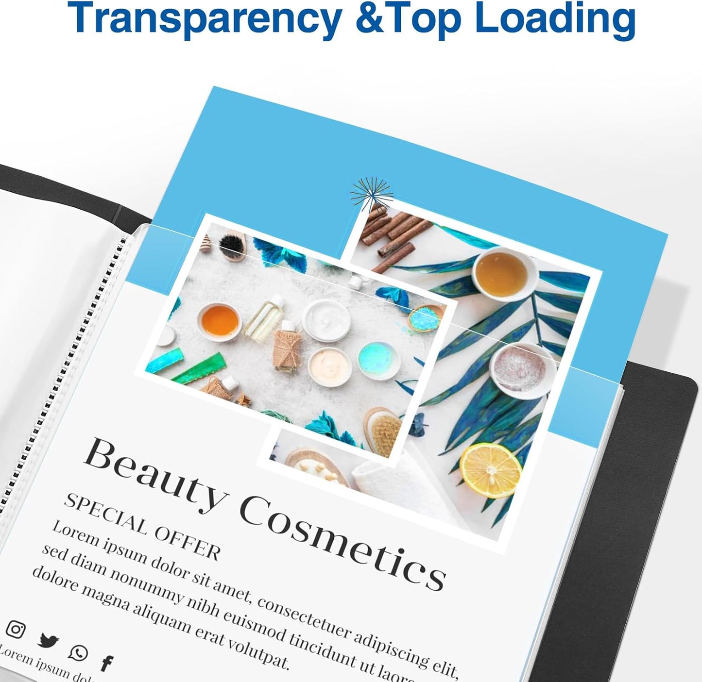 Sooez Binder with Plastic Sleeves 30-Pocket, Displays 60 Pages, 8.5x11 Presentation Folders with Clear Sheet Protectors, Art Portfolio Binder for Certificate & Office Project, Document Organizer