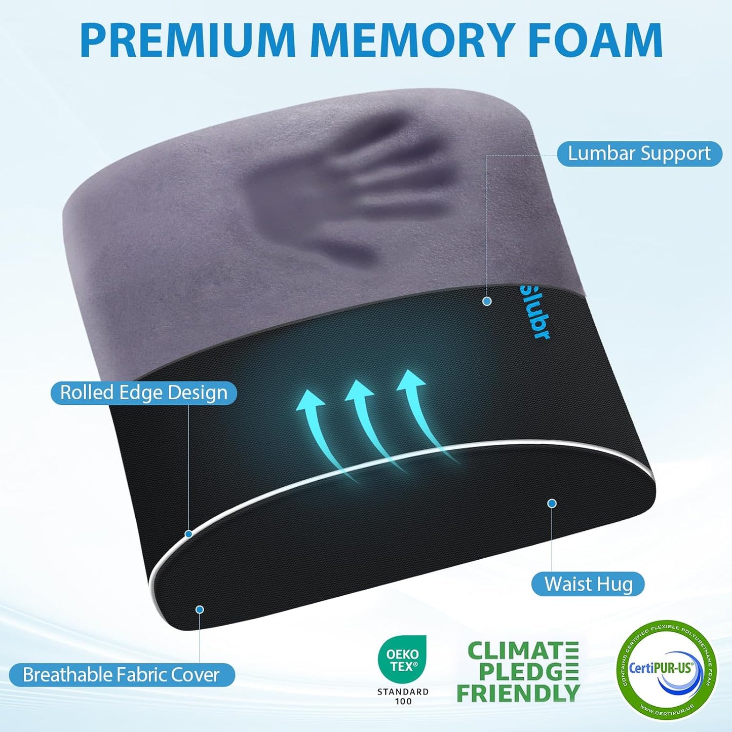 Large Lumbar Support Pillow for Office Chair, Car Seats and Home Desks, Ergonomic Back Support with Double Adjustable Straps, Machine Washable Cover, Black