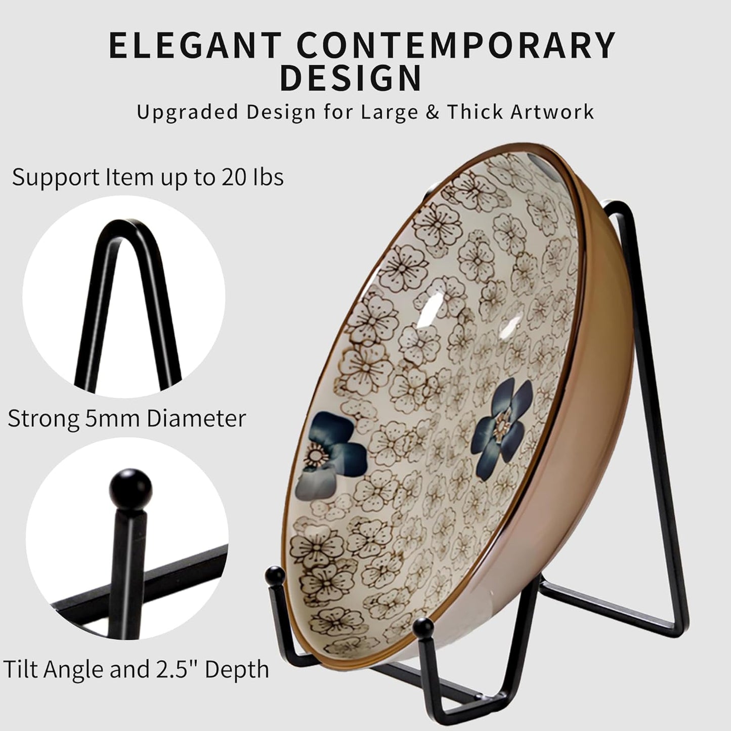 Birity 32 pcs 4.5in Plate Stands for Display,Metal Plate Holders Display Stands Can Be Used for Picture Stand,Book Stands for Display,Plate Display Stands,Easel,Photo Frame Stands,Desktop Stand