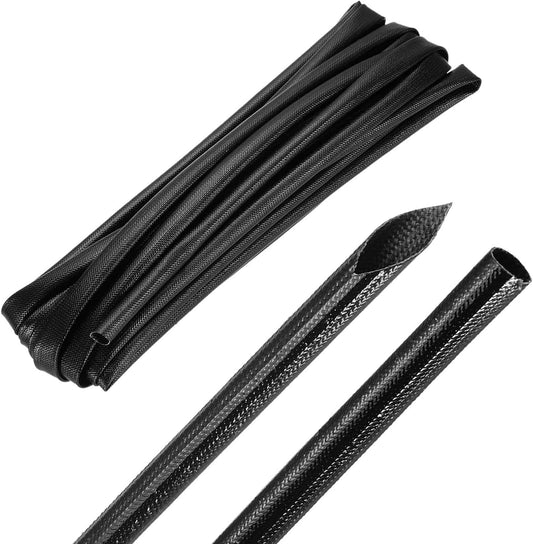 MECCANIXITY 20ft Braided Cable Sleeve, 5/16" ID 200C High Temperature 1500V Fiberglass Wire Insulation Cord Protector Organizer Wires Management for Motor Engine Fuel Line, Black
