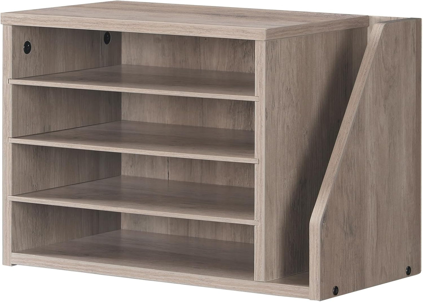 HOOBRO Mail Sorter, Literature Organizer with Adjustable Shelves, Paper Organizer for Office, Home, Wood Countertop Mail Sorter, File Holders, Magazines, Greige BG41WF01N1