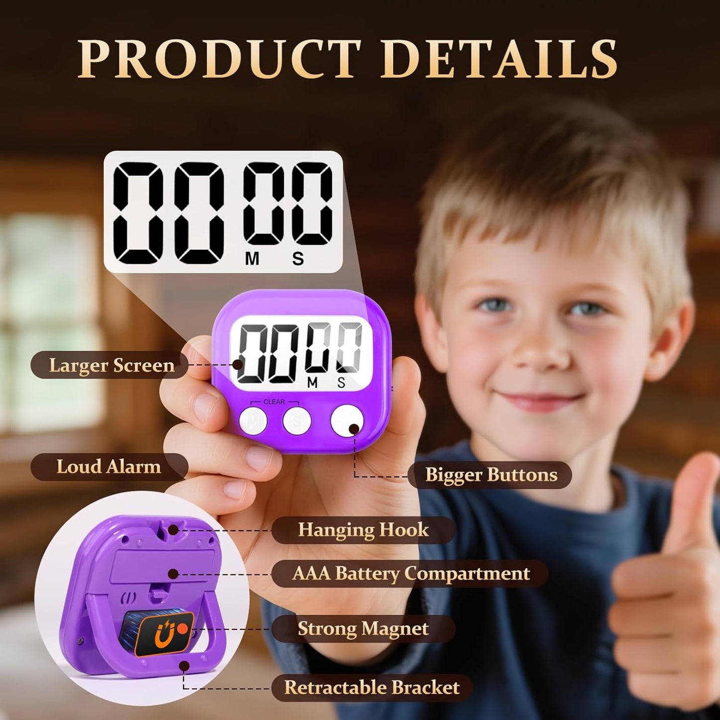 12 Pack Digital Kitchen Timer Small Classroom Timers for Kids Teachers (Blue&Purple)