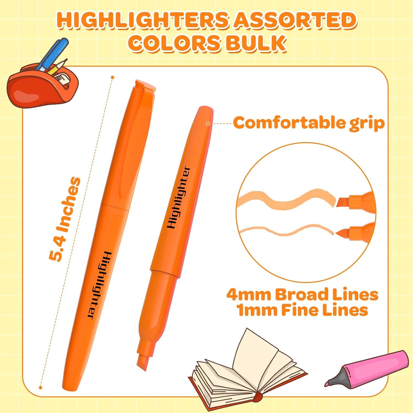 150 Pack Highlighters Assorted Colors Bulk - Chisel Tip No Bleed Dry-Quickly Markers Set for Office Classroom Supplies, Back to School Gifts for Students Teachers