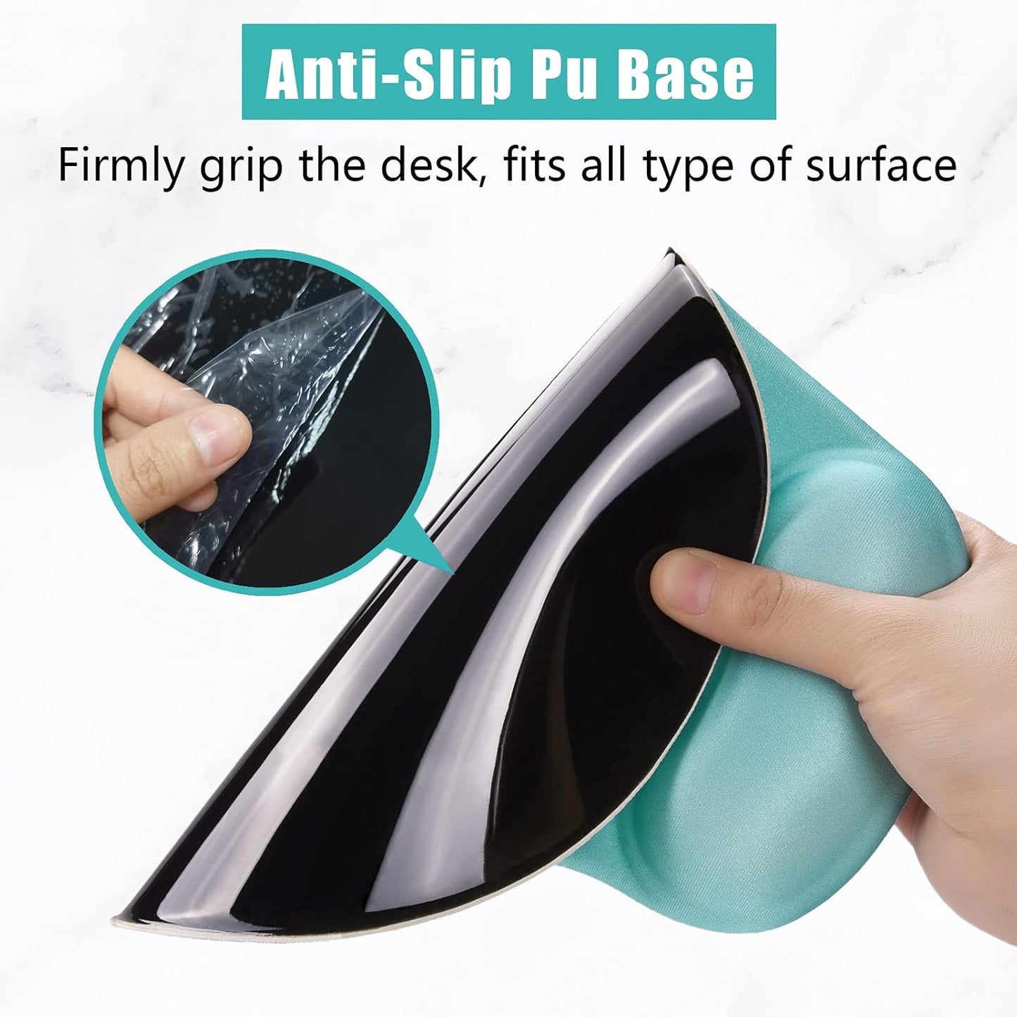 Hsurbtra Ergonomic Mouse Pad with Wrist Rest Support, Gel Mouse Pads with Non-Slip PU Base, Pain Relief Memory Foam Computer Mat, Cute Office Supplies Desk Decro Accessories, Malachite Green