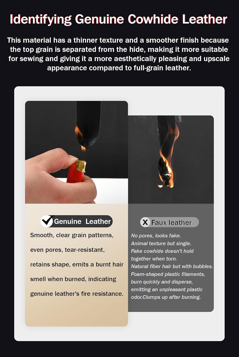 Genuine Leather Car Neck Pillow for headrest,Support Drive Seats Head Cushion,Real Cow Leather,11.8x7.5”,Plant-Based Polyester,Thickness & Height Adjustable,Inner Liner fillable(Black,1p)