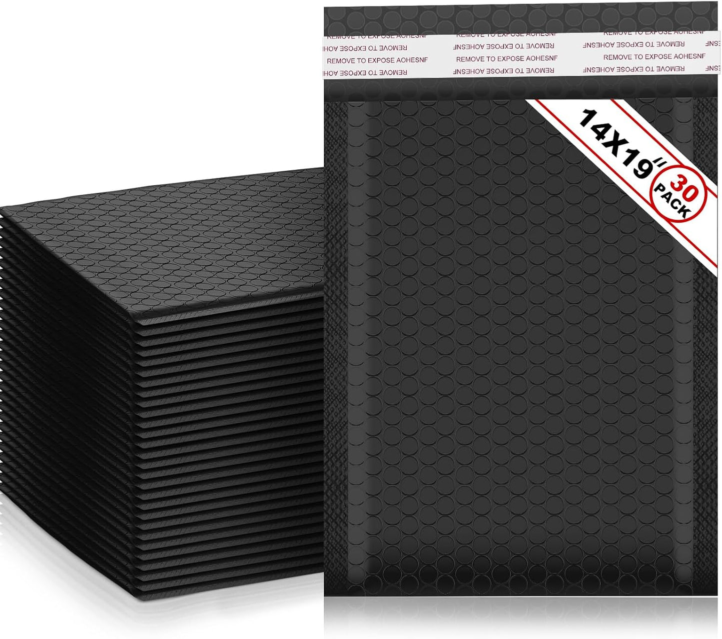 Henoyso 30 Pcs Extra Large Bubble Mailers 14 x 19 Inches Resealable Padded Envelopes Waterproof Shipping Bags Poly Padded Mailers Bulk for Mailing Packaging Small Business(Black)