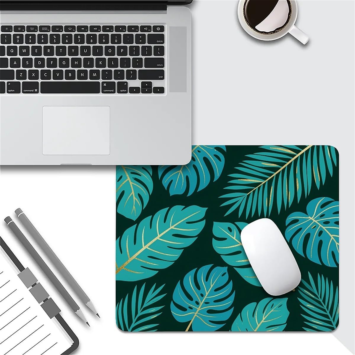 Square Mouse Pad Tropical Plants 2, Personalized Premium-Textured Custom Mouse Mat Design, Washable Mousepad Cloth, Non-Slip Rubber Base Computer Mouse Pads for Wireless Mouse