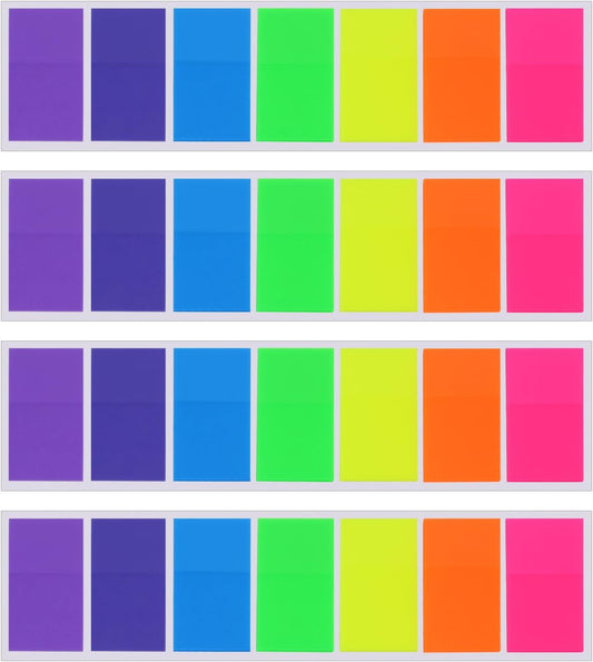 Pangda 560 Sheets Welcome Back to School Flags Index Tabs Sticky Notes Writable Labels Page Marker Bookmarks Text Highlighter Strips, 20 x 45 mm, 4 Sets, 7 Colors