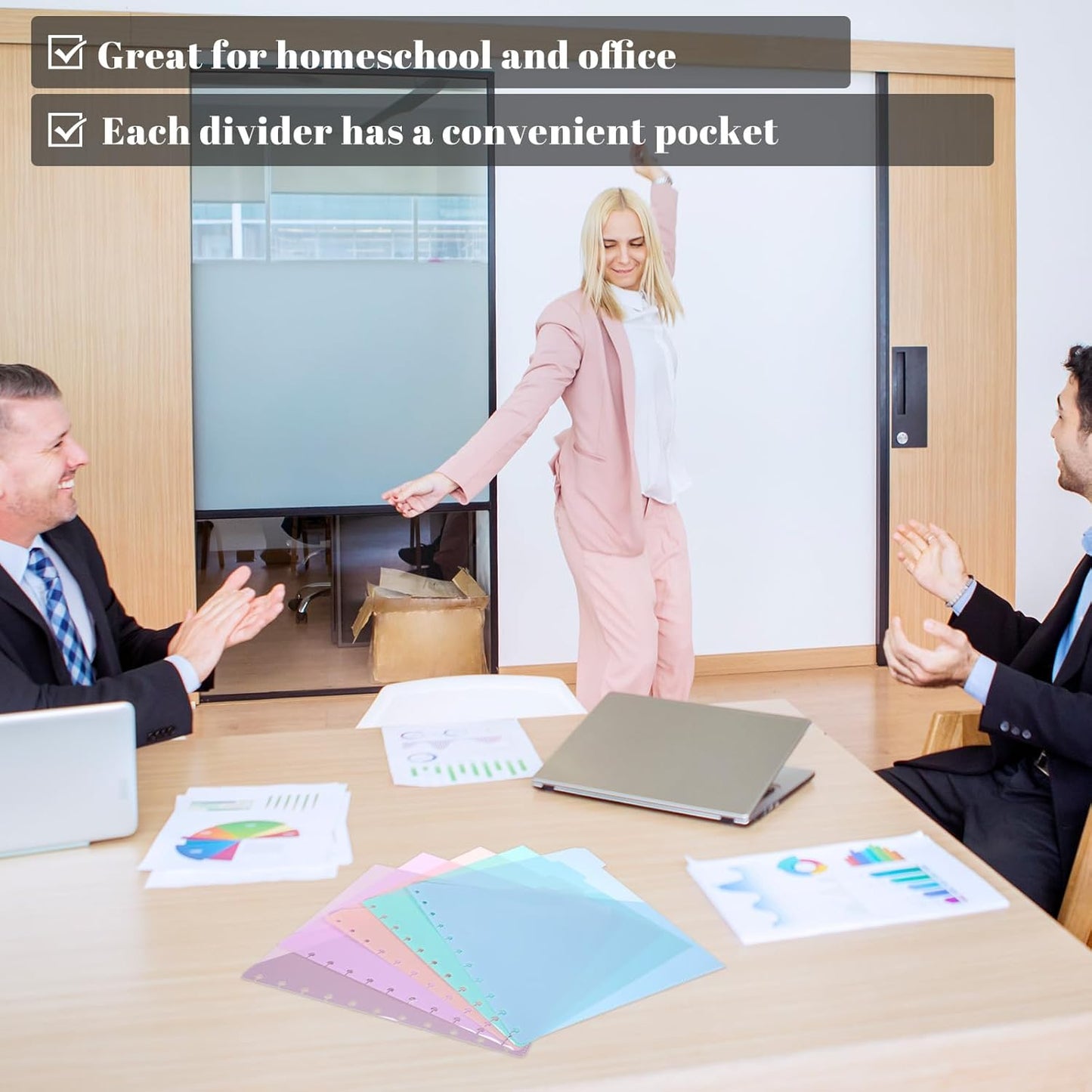 5 Pcs Letter Size Discbound Pocket Dividers with Tabs and Pockets 11" x 8.5" Notebook Planner Disc Binder Dividers Discbound Notebook Divider Paper Disc Notebooks Discbounds Plastic Divider for Office