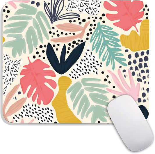 Square Mouse Pad Tropical Plants, Personalized Premium-Textured Custom Mouse Mat Design, Washable Mousepad Cloth, Non-Slip Rubber Base Computer Mouse Pads for Wireless Mouse