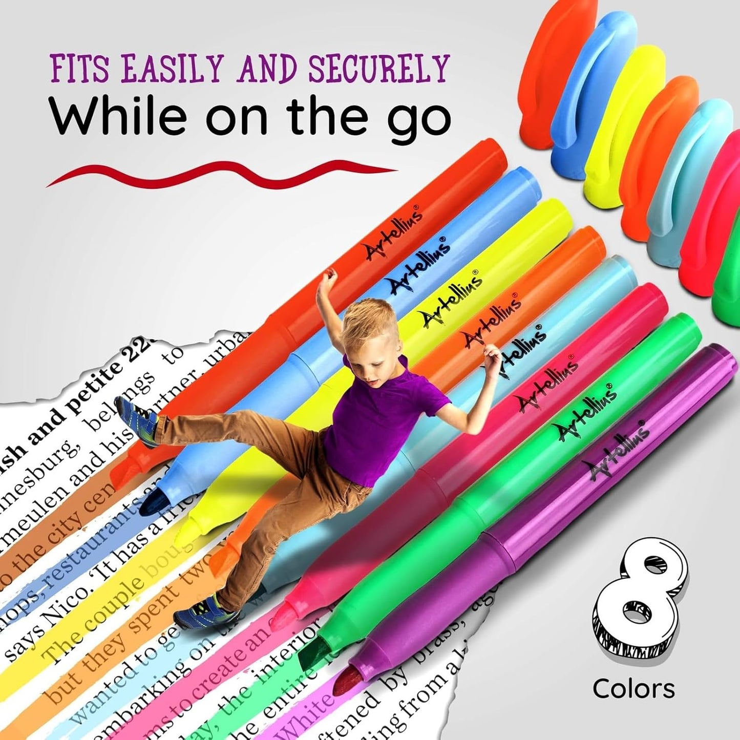 Artellius 104 Pack Vibrant Highlighters Assorted Colors Bulk Set (8 Bright Colors), Quick-Dry, Neon Pastel Chisel Tip Highlighter Set for Underlining, Highlighters Bulk Perfect for Class, Office