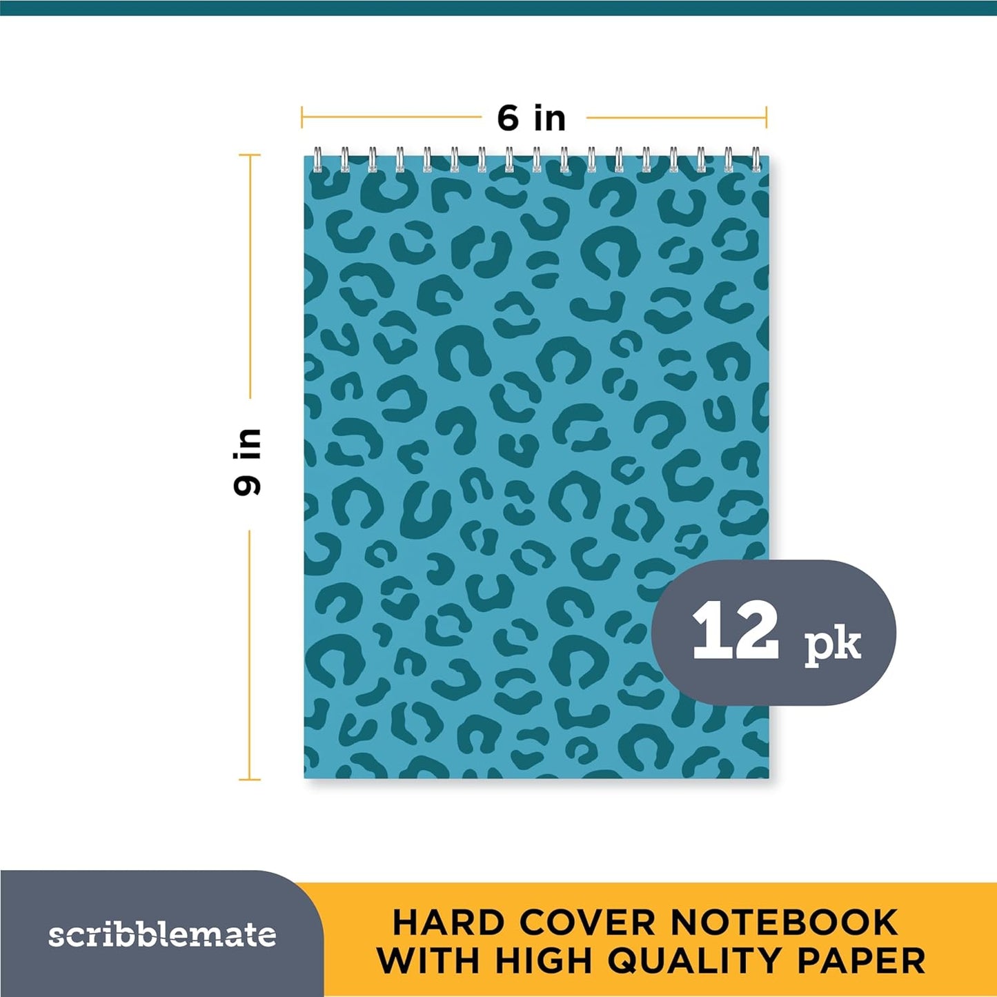 Steno Pads Spiral 6x9 Assorted Colors Notebooks for Work, 80 Sheets Top Spiral Notepad Stenographer Steno Books (12 Pack, Bold Colors)