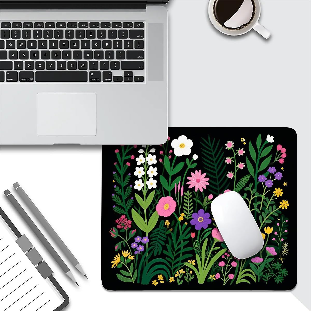 Square Mouse Pad Flowers Plants 1, Personalized Premium-Textured Custom Mouse Mat Design, Washable Mousepad Cloth, Non-Slip Rubber Base Computer Mouse Pads for Wireless Mouse