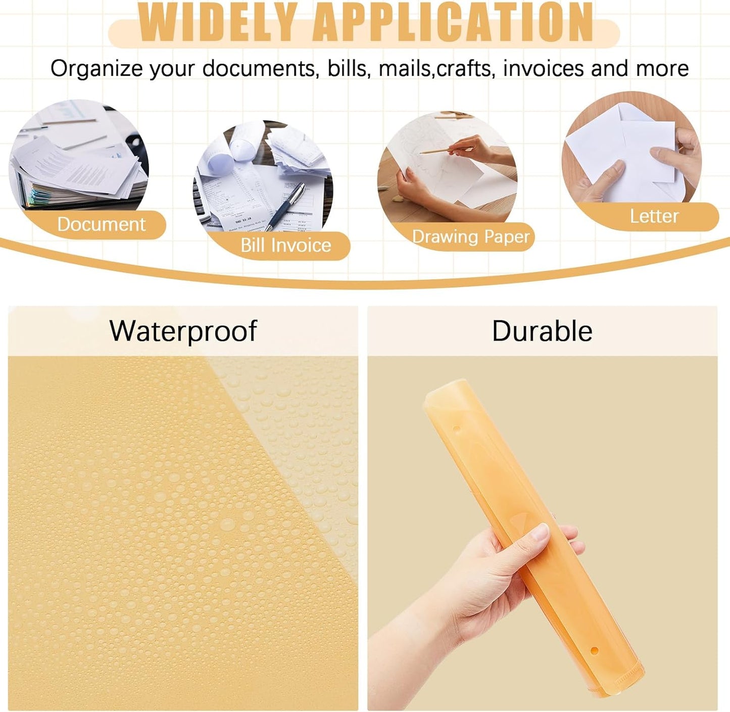 Maitys 30 Pack Binder Pockets 3 Hole Punch Clear Plastic Document Folders Binder Organizer Store Letter Size 8.5x11 Inch Paper Folders with Pockets Slash File Jacket for Office (Simple Color)