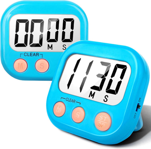 2 Pack Kitchen Timers Loud Ring Digital Timers for Cooking Magnetic Blue