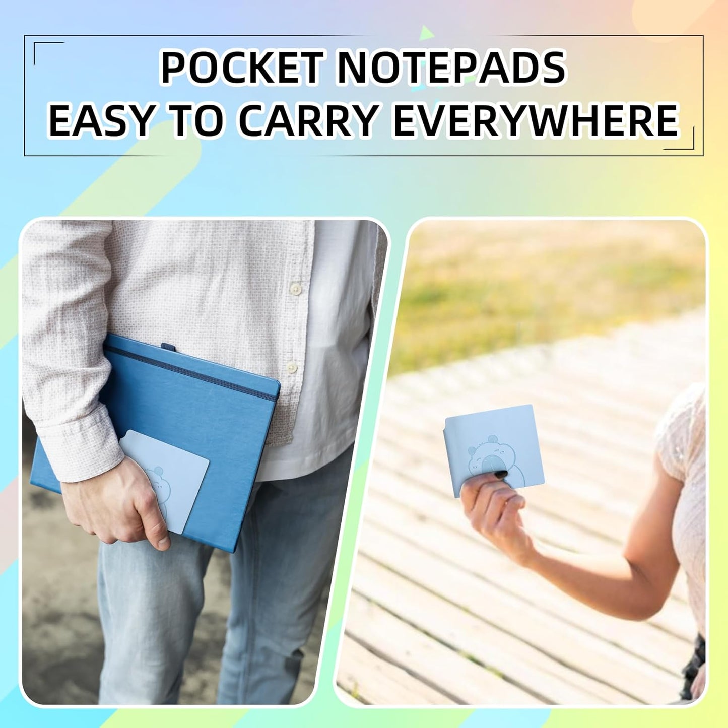 BOBO RABBIT 3 Pack Mini Blank Notebooks Pocket Size Unlined Paper Journal Notebook 200 Pages Sketch Book Small Softcover Leather No Line Sketchbook Cartoon Capybara Pattern for Drawing Sketching Travel Lay Flat, 3.9"x3.9" Inner(Mini Square)