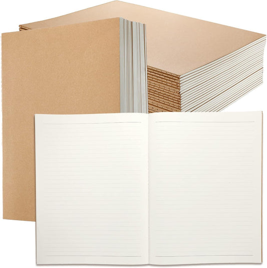 Lincia 36 Pack Large Kraft Notebooks Bulk, 8.5 x 11 Inch College Ruled A4 Subject Diary Journals Notebooks for Office Notes Writing Supplies, 60 Pages