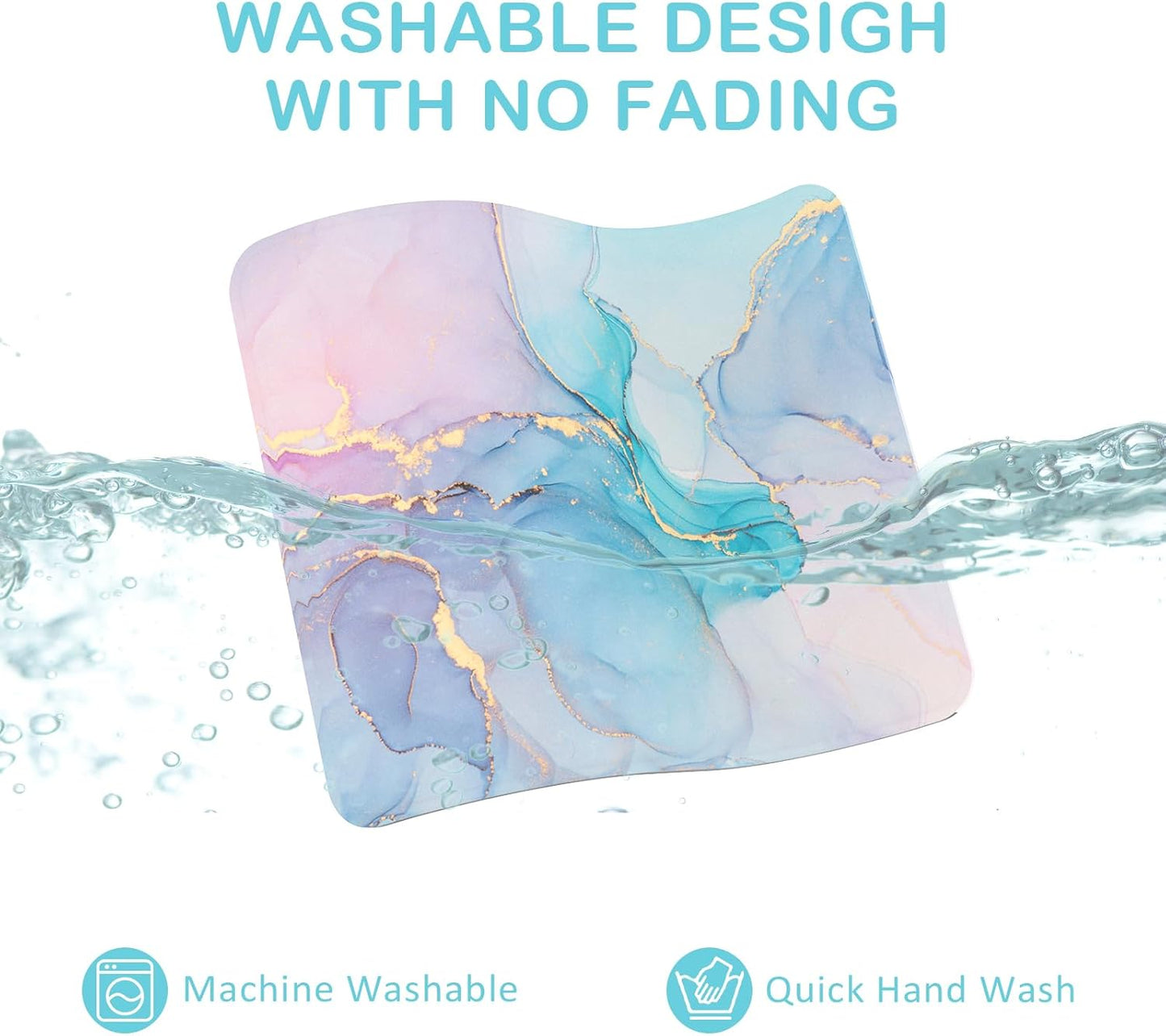 eulps Mouse Pad with Stitched Edge, Multiple Patterns Computer Mouse Pads with Non-Slip Rubber Base, Washable Cloth Mousepad, for Gaming, Laptop, PC (Blue Blush Marble)