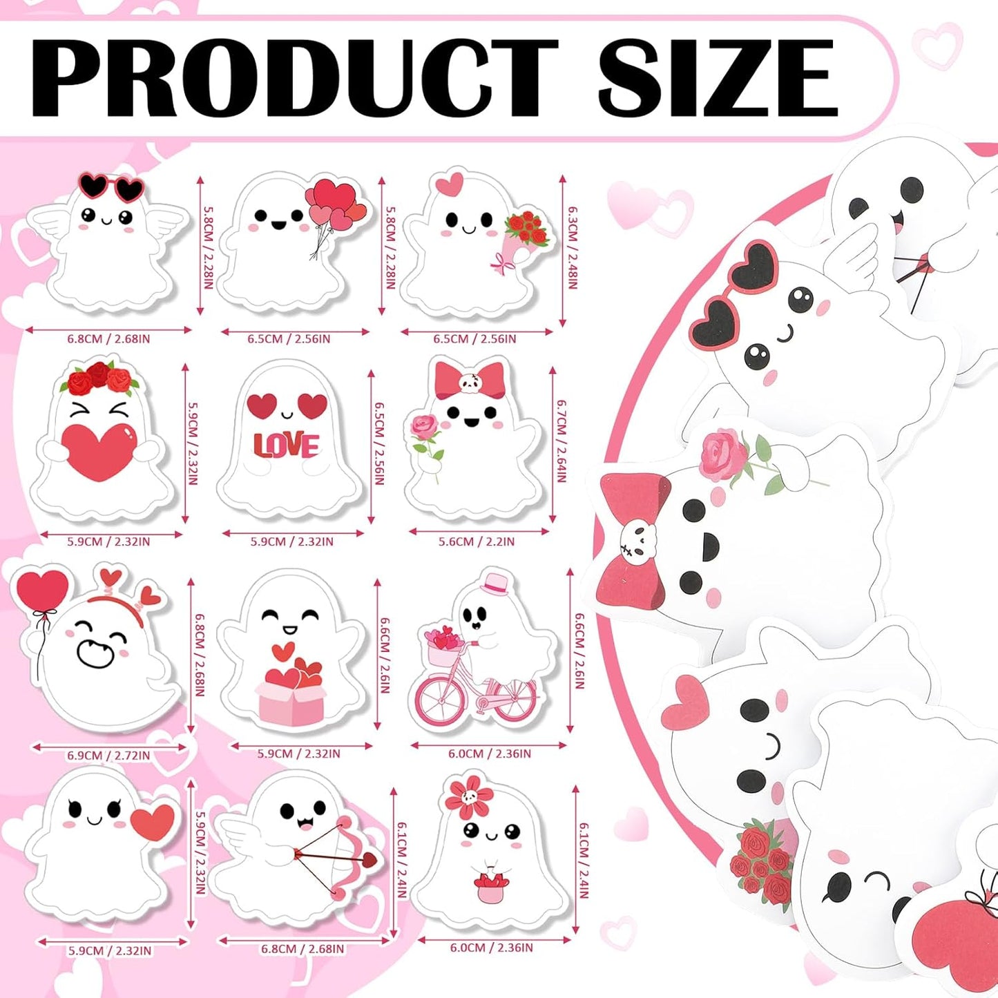 Yinder 24 Pads Cute Sticky Notes Fun Kawaii Animal Sticky Notes Pads Bulk Cartoon Memo Self Adhesive Gift for Christmas Veterinary Office School Tab Party Supplies(Love)