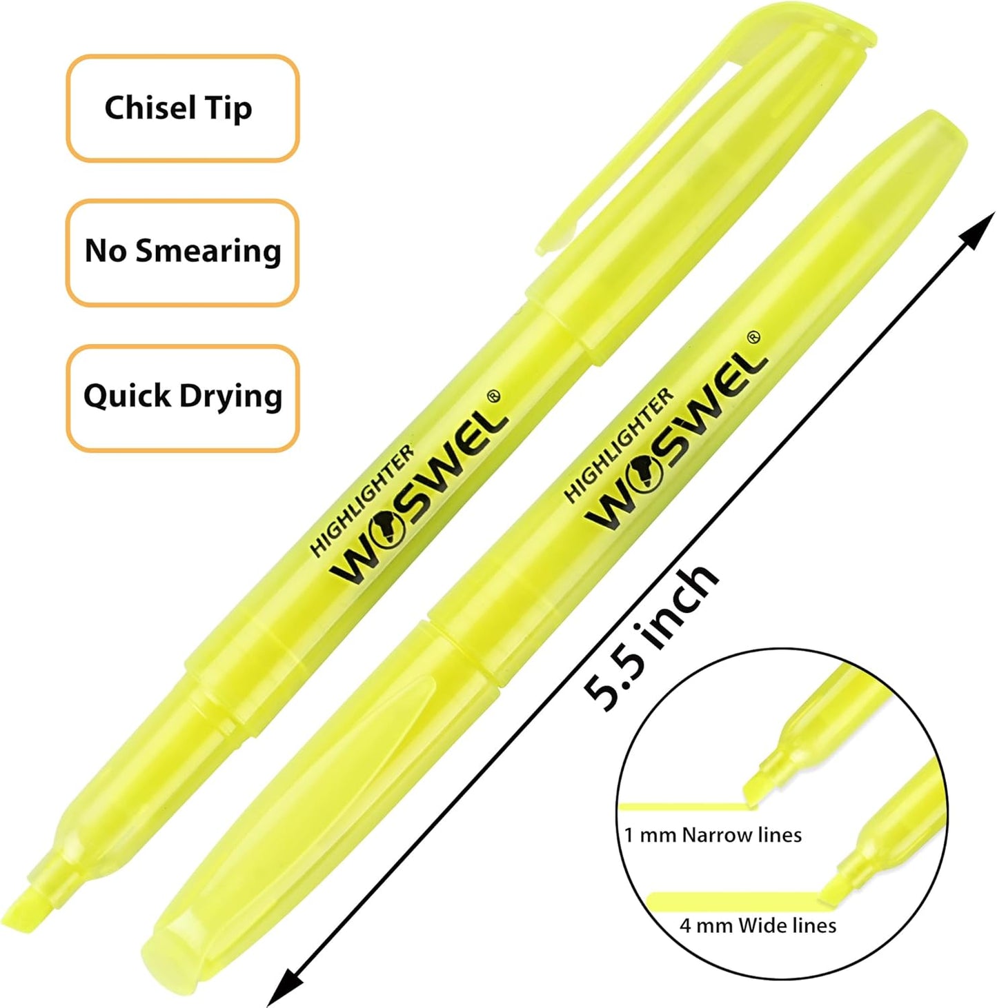 Highlighters Bulk 120 Pack Fluorescent Yellow Markers with Chisel Tip for Classroom Office Home