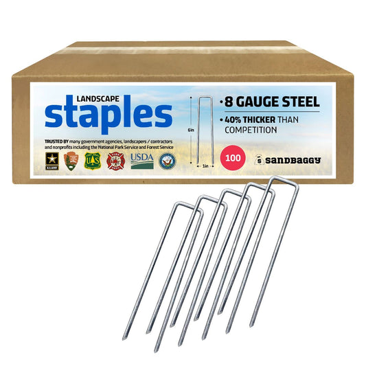 Sandbaggy 6 inch Landscape Sod Staples (8 Gauge Steel) | Great for Hard & Rocky Soil | 40% Thicker Than Standard 11 Gauge | Trusted by Farmers & Contractors Across USA (400 Staples)